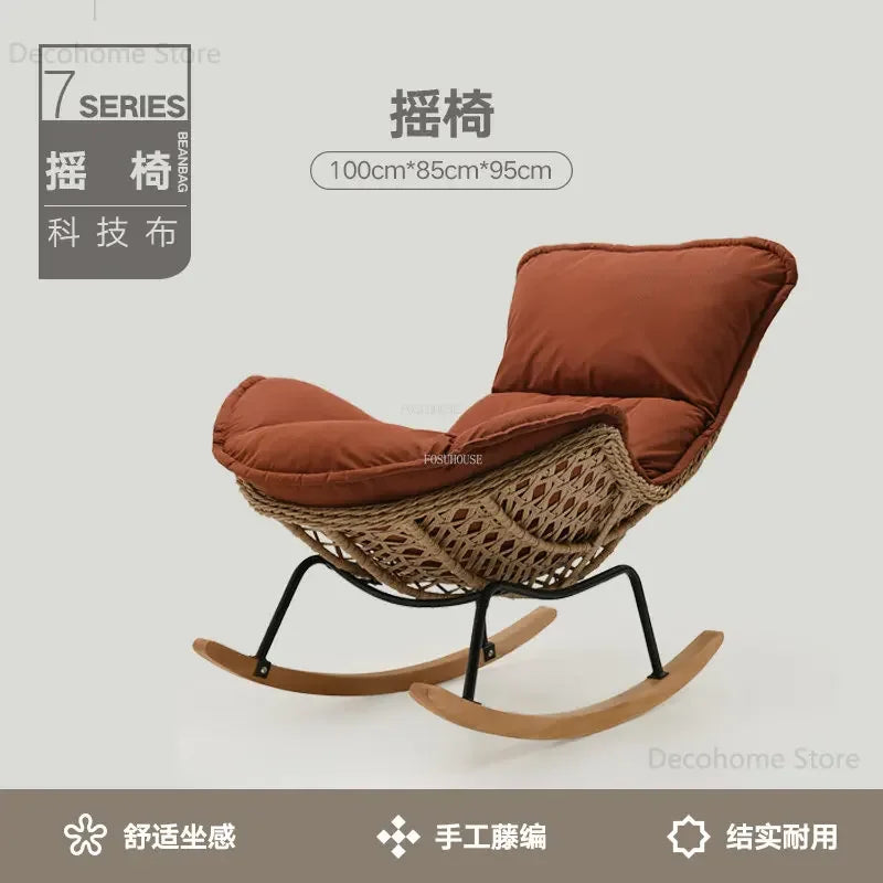 Modern Rattan Living Room Chairs Leisure Lazy Back Sofa Home Lounge Chair Outdoor Balcony Rocking Chair Living Room Furniture