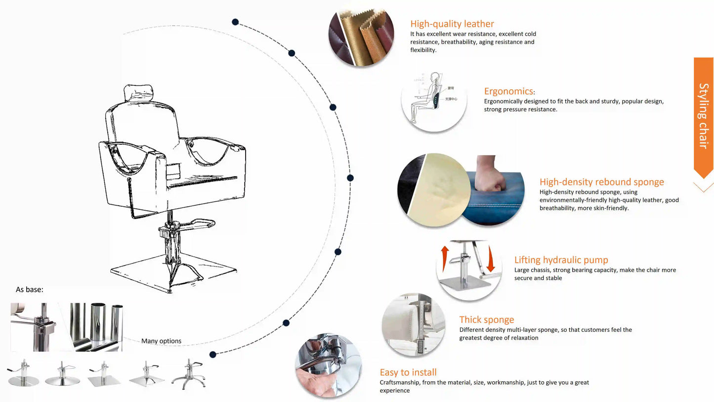 Retro Stylish King Beauty Hairdressing Armrest Hair Styling Classic Hydraulic Furniture Salon Barber Chair