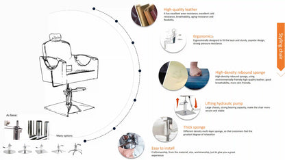 Retro Stylish King Beauty Hairdressing Armrest Hair Styling Classic Hydraulic Furniture Salon Barber Chair