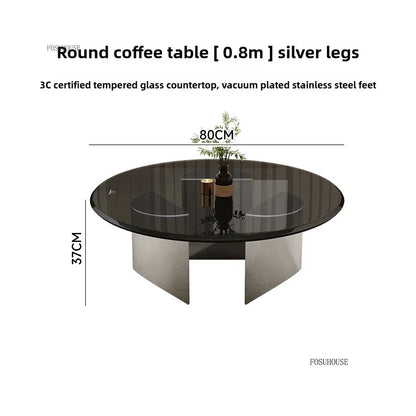 Nordic Light Luxury Coffee Tables Glass Side Table Designer Stainless Steel Corner Table Home Furniture Living Room Coffee Table