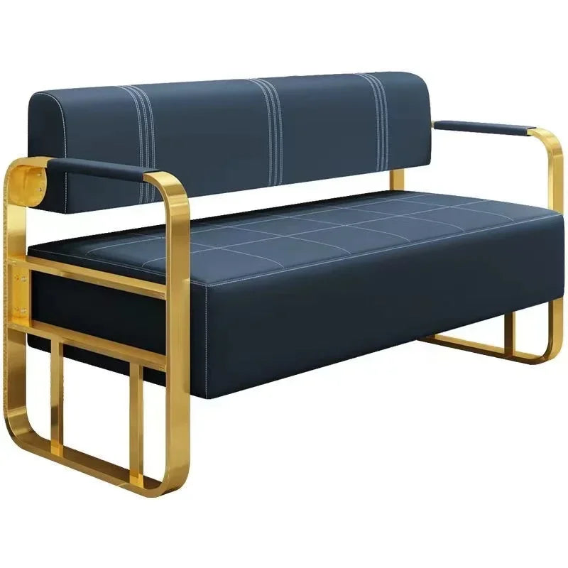 Waiting Area Furniture Gold Metal Frame Leather Double Seats Room Chaircheap And Fine