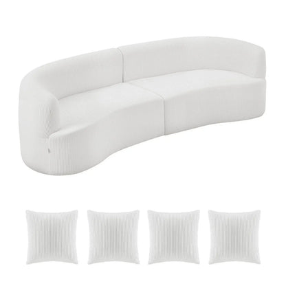 Luxury Modern Cloud Plush Sectional Sofa with 4 Pillows 112" Curved Modular Couch Deep Seats and Corduroy Fabric for Living Room