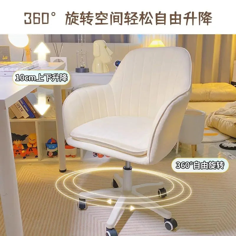 Cute Rotating Lift Chair for Girls, Computer Chairs, Makeup Stool, Desk Backrest Chair, Writing Swivel Chairs, Bedroom Furniture