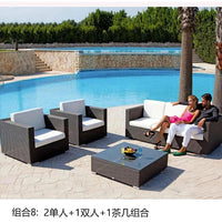 Terrace Modern Garden Sofas Outdoor Combination Courtyard Nordic Garden Sofas Waterproof Pe Rattan Furniture Sofá Jardín MHHYSF
