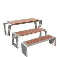 Dossier de jardin en fer forgé, banc de loisirs solide Anti-Corrosion, banc d'extérieur moderne en acier inoxydable, plastique et bois, Patio Park