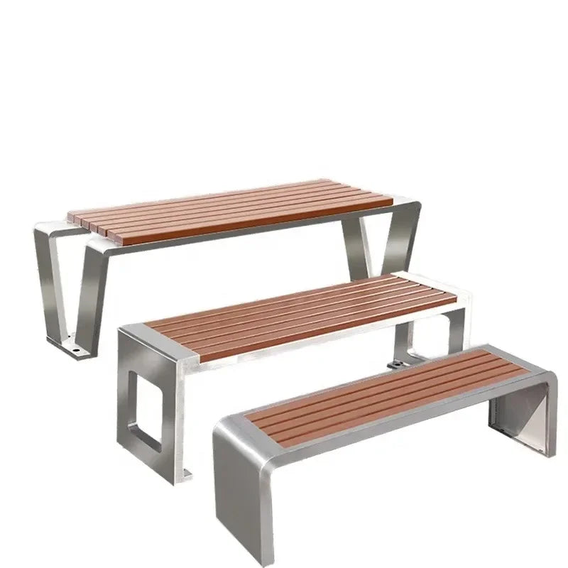 Dossier de jardin en fer forgé, banc de loisirs solide Anti-Corrosion, banc d'extérieur moderne en acier inoxydable, plastique et bois, Patio Park