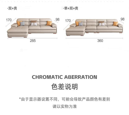 The first layer of cowhide leather sofa living room combination modern simple size apartment cream style leather sofa