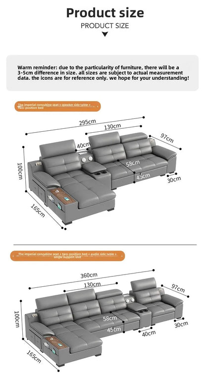 functional sofa, electric adjustable modern living room, storage princess, smart head, etc., dual-purpose leather sofa bed