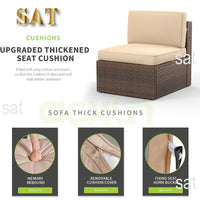 # Patio Furniture Set 8PCS With 40" Fire Pit Table Outdoor Sectional Sofa Set Wicker Furniture Set With Coffee Table(Brown) #