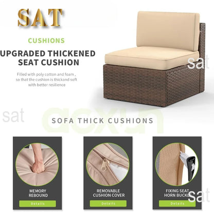 # Patio Furniture Set 8PCS With 40" Fire Pit Table Outdoor Sectional Sofa Set Wicker Furniture Set With Coffee Table(Brown) #