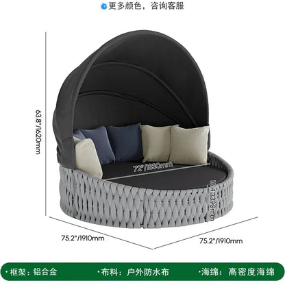 Outdoor Rattan Aluminum Alloy Lounge Bed Leisure Hotel Beach Open-Air Sofa Recliner Set
