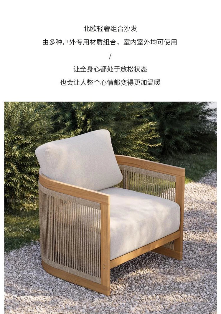 Reception Outdoor Garden Sofas Living Room Simple Backrest Modern Garden Sofas Homestay Wood Furniture Sofá Jardín MHHYSF