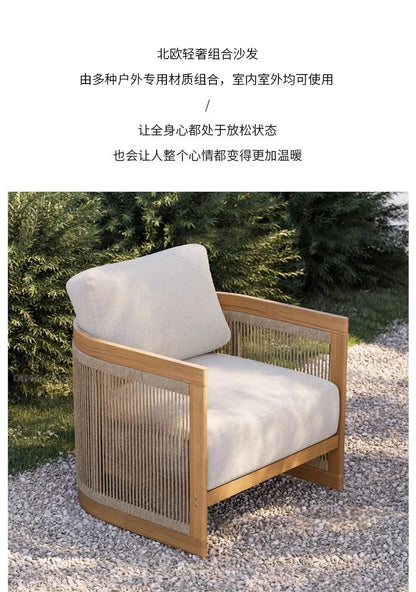 Reception Outdoor Garden Sofas Living Room Simple Backrest Modern Garden Sofas Homestay Wood Furniture Sofá Jardín MHHYSF