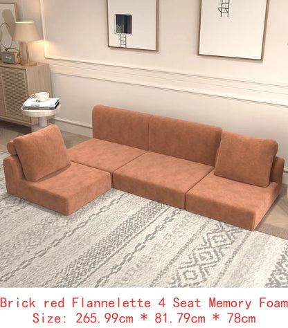 L-Shaped Cloud Sectional Sofa, Modern Modular Couch with Deep Seat, Upholstered Furniture for Living Room Bedroom, No Assembly
