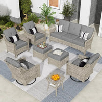 Wicker Outdoor Furniture Patio Conversation Rattan Sofa Set for Garden,Poolside,Backyard,Deck
