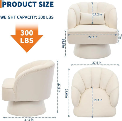 360° Swivel Barrel Accent Chair Modern Round Armchair with Striped Backrest & Plush Padding Velvet Fabric Upholstered Armchair
