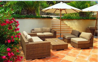 Outdoor Open-air Garden Sofas Hotel Backrest Modern Leisure Garden Sofas Balcony Pe Rattan Furniture Sofá Do Jardim MHHYSF