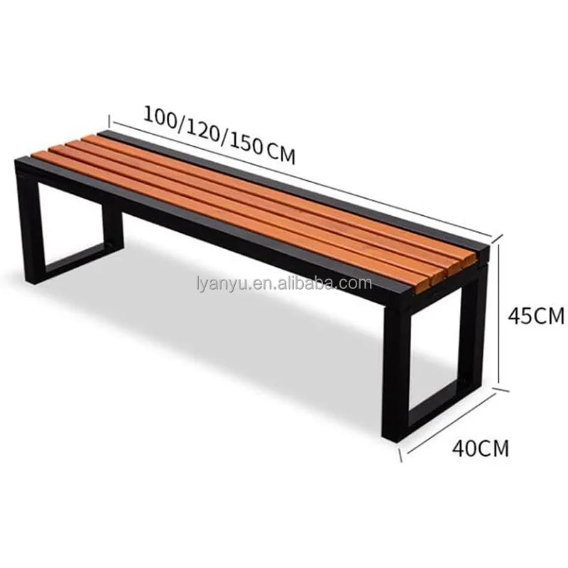 Banc de jardin en bois en métal résistant aux intempéries, banc de pelouse de Patio de parc, siège extérieur en acier