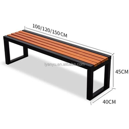 Banc de jardin en bois en métal résistant aux intempéries, banc de pelouse de Patio de parc, siège extérieur en acier
