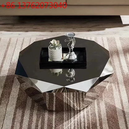 Modern Minimalist Luxury Diamond Stainless Steel Coffee Table Living Room Furniture Shaped  Center Table Tea Table Escritorios