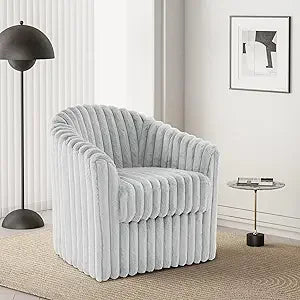 Swivel Accent Chair Armchair, Modern Round Single Sofa Seating Comfy Reading Barrel Chairs for Living Room Bedroom (Beige, Set o