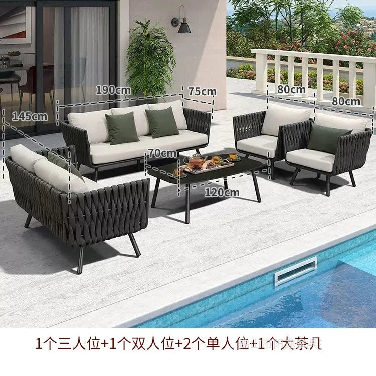 Outdoor Sofa Courtyard Outdoor Garden Terrace Balcony casual Sofa Rattan Woven Rattan Chair Furniture Combination