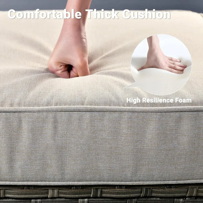 Patio Furniture Set with Fire Pit Table, Outdoor WickerSofa with Comfy Cushion, High Back Rattanfor Garden Backyard