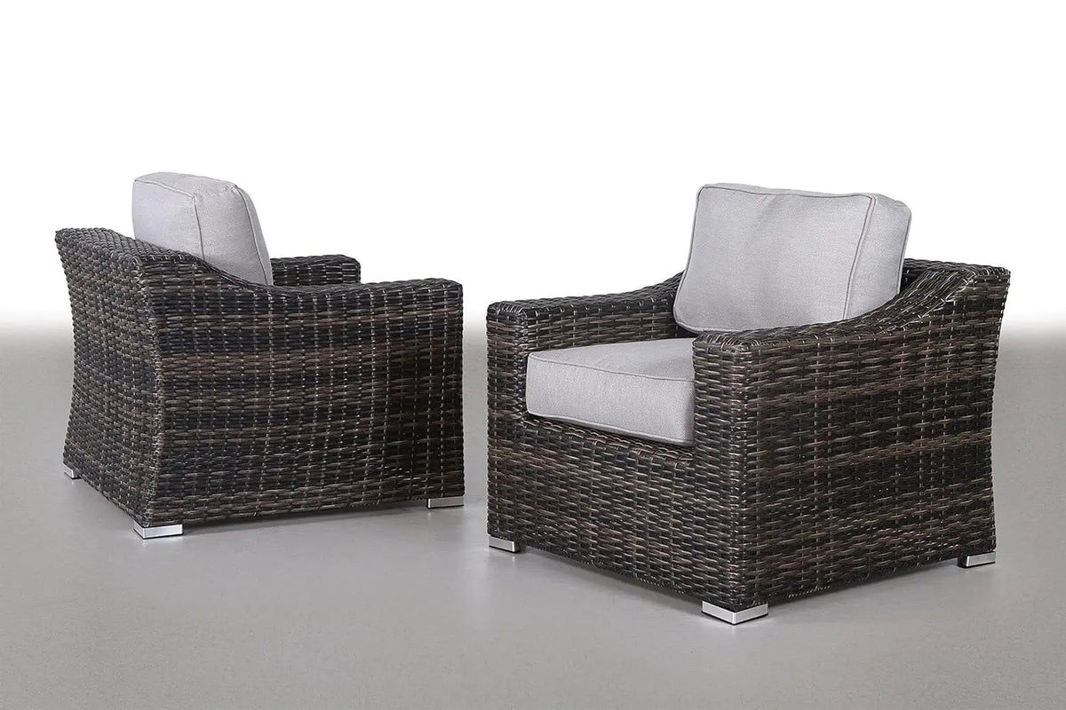 Mid Century Outdoor Patio Sectional Sofa Resort Grade Rattan UV Cushion 2pc Club Chair Set, Customized