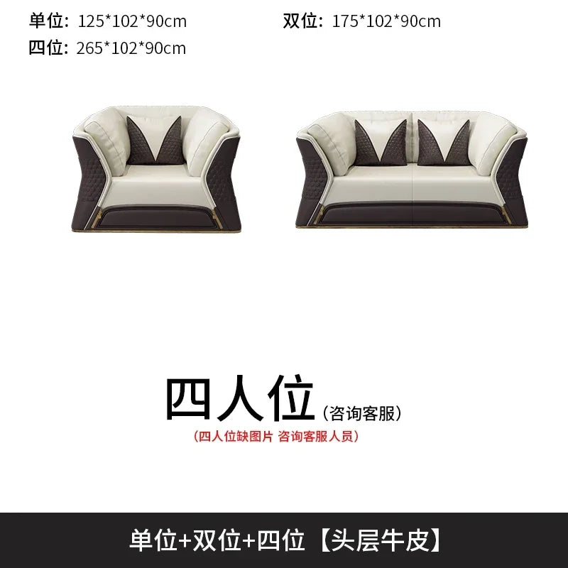 Canapé en cuir de luxe léger italien