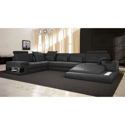 Leather Sectional Chaise Sofa U-Shaped Modern Sofa Design