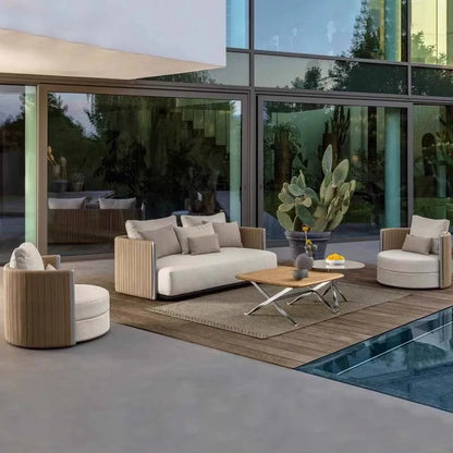 Outdoor rattan sofa, terrace, leisure rattan chair, tea table, courtyard villa, garden, living room, sunroom, rattan sofa combin