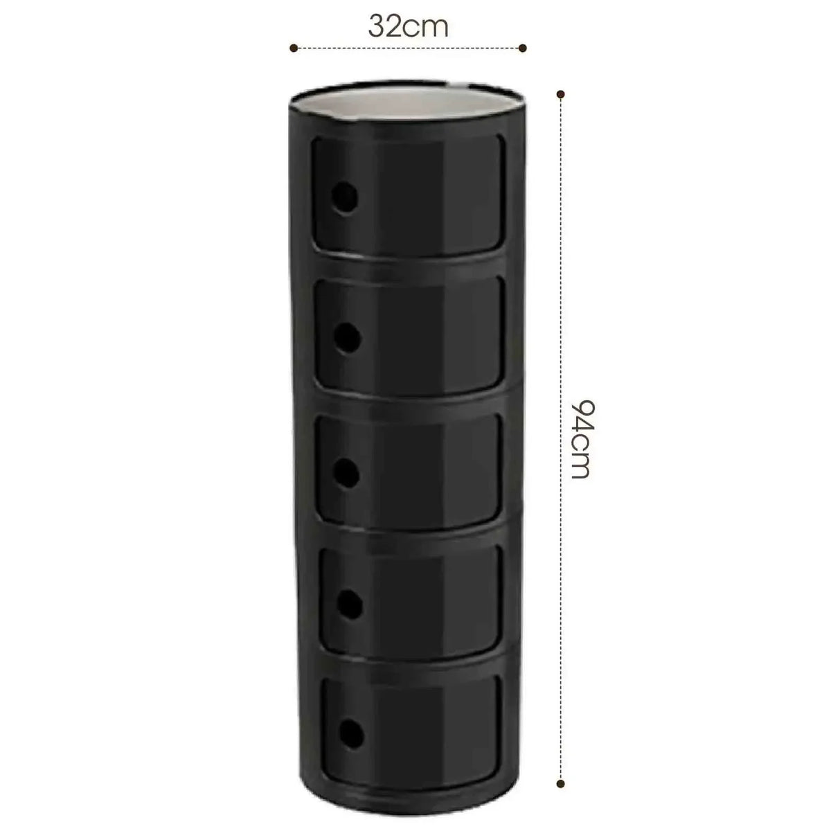 Plastic Round Nightstand Bedside Table Cabinet with Sliding Doors Round Storage Bedside Cabinet Nightstand  for Living Bedroom
