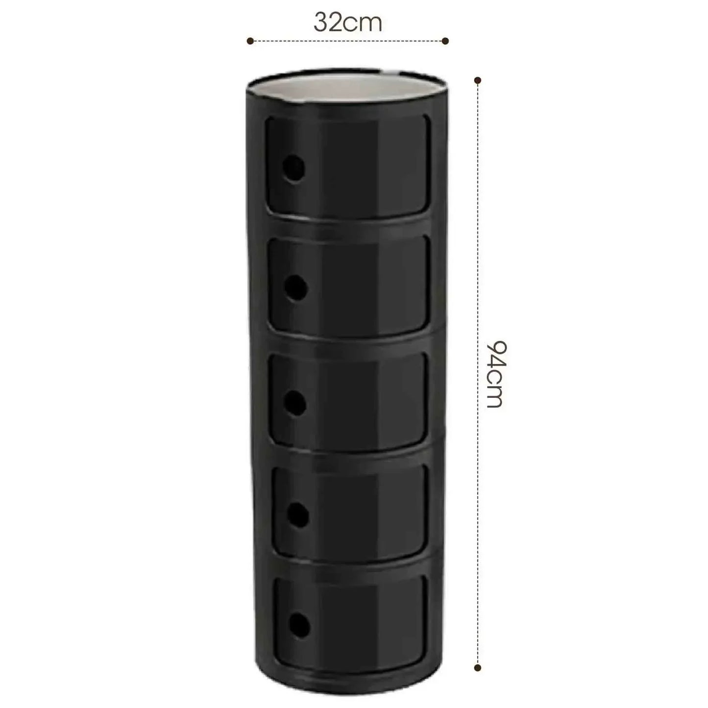 Plastic Round Nightstand Bedside Table Cabinet with Sliding Doors Round Storage Bedside Cabinet Nightstand  for Living Bedroom
