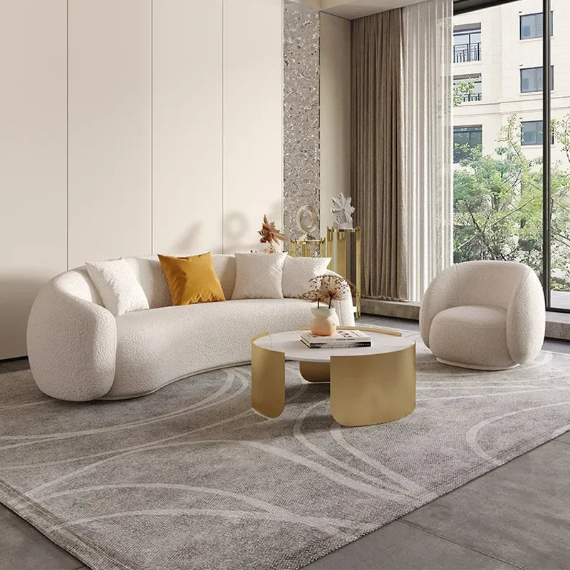 Italian Floor Sofa Living Room Nordic Velvet Minimalist Wooden Lounge Couch Curved Office Fabric Meubels Woonkamer Home Decor