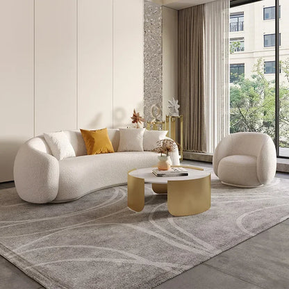 Italian Floor Sofa Living Room Nordic Velvet Minimalist Wooden Lounge Couch Curved Office Fabric Meubels Woonkamer Home Decor