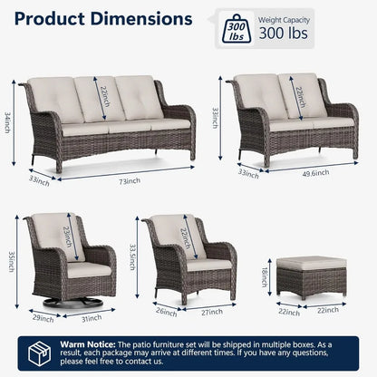 Luxury Wicker Patio Chairs Outdoor Swivel Rocking Chair with Thickened Cushions Designed for Porch and Deck Use Durable Rattan