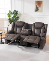 Massage Recliner Loveseat,Manual Oversize Reclining Lovesea Sofa with Cup Holders, USB Ports, Bluetooth Speaker and, Customized