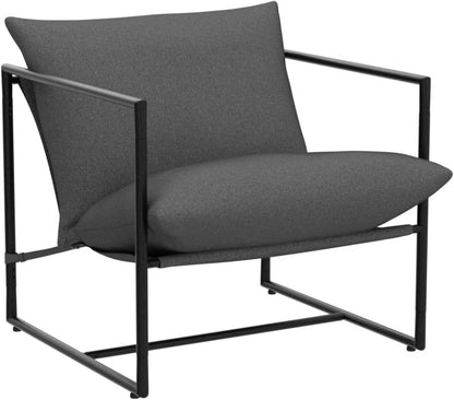 Modern Metal Accent Chair with Shredded Foam Cushion, Dark Grey, Easy Assembly, 250 lbs Capacity