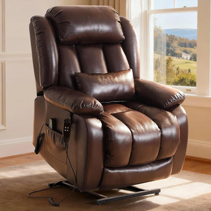 Power Lift Recliner Chair with 8-Point Massage & Heat, Dual Remote, USB/Type-C Ports, Easy-Clean Leather, Width, Customized