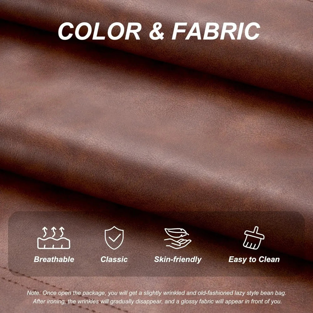 living room sofas, Bean Bag Chair Lazy Floor Sofa, Memory Foam Fireside Sofa for Adults, Big Beanbag Faux Leather Armless Chair