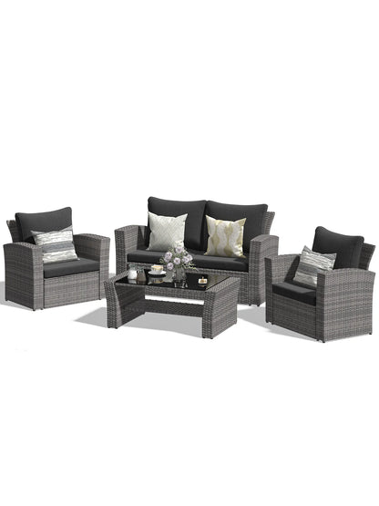 Extra Wide Armrest Outdoor Sofa Chair Modular Patio Sectional with Cushion Set Waterproof Garden Lounge Furniture for Terrace