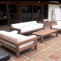 Leisure Outdoor wood Furniture waterproof villa sectional garden solid teak  wood outdoor sofa