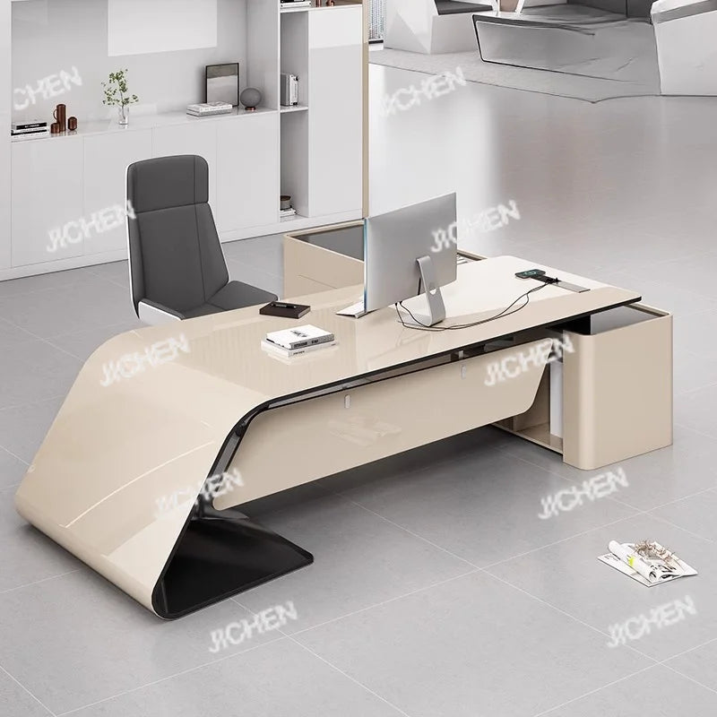 JC Asthetic Executive Luxury Desk Manager L Shaped Modern Designer Computer Table Organizer Workstation Escritorio Office Furnit