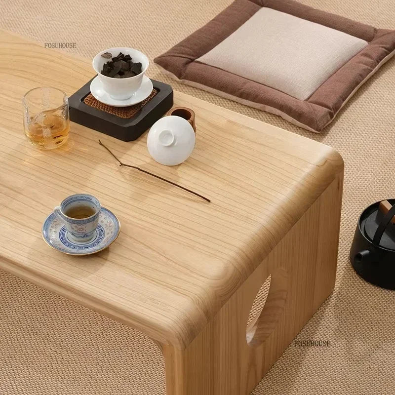 European Solid Wood Coffee Table Home Balcony Window Small Table Light Luxury Minimalist Sofa Side Table Living Room Furniture F