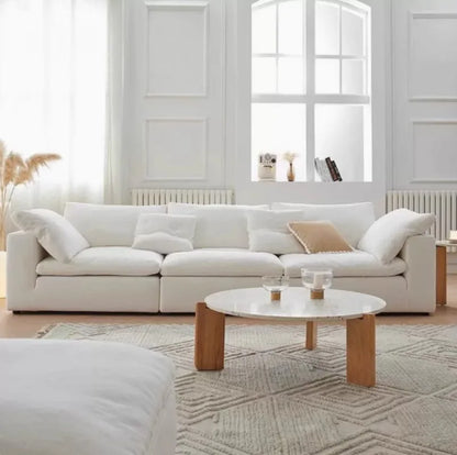 Cloud Depth Sofa with Down-filled Cushions, White Goose Down Filling, Removable and Dry Cleanable, Suitable for Living Room.