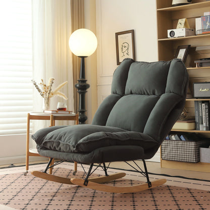 Memory Foam Rocker - Convertible Lounge Chair with Storage Pocket, Breathable Linen Recliner