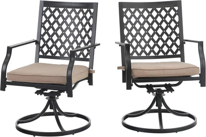 Outdoor Metal Swivel Chairs Set of 2 Patio Dining Chair with Cushion Furniture Set for Garden Backyard Bistro