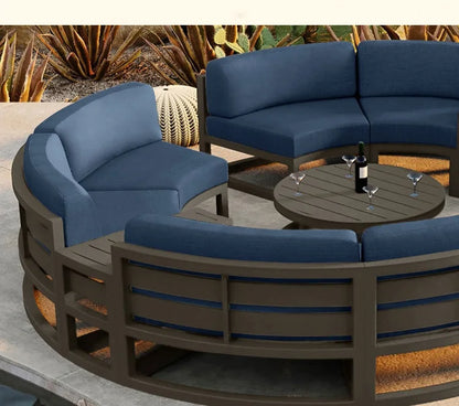 Outdoor sofa courtyard villa garden outdoor arc leisure combination aluminum alloy waterproof sunscreen rattan sofa