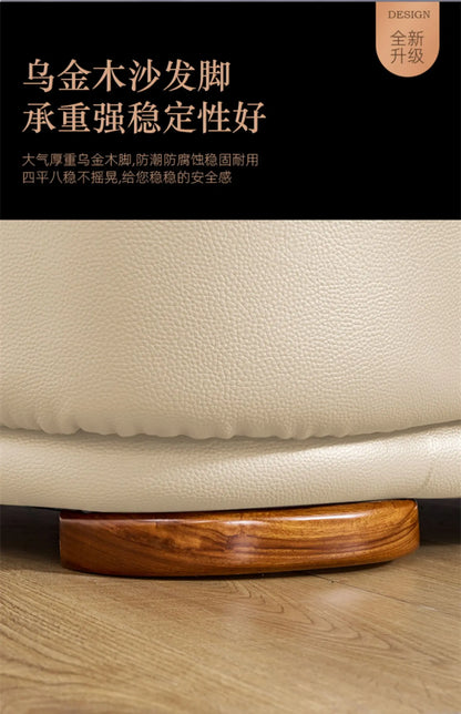 A38 Leather Sofa Luxury Villa Living Room New Chinese Style First Layer Cowhide European Solid Wood Home