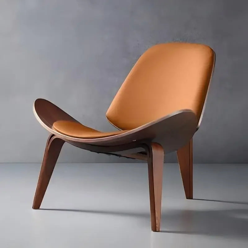 Nordic Solid Wood Walnut Color Leisure Chair Creative Simple Modern Three-legged Shell Chair Living Room Cafe Hotel Furniture